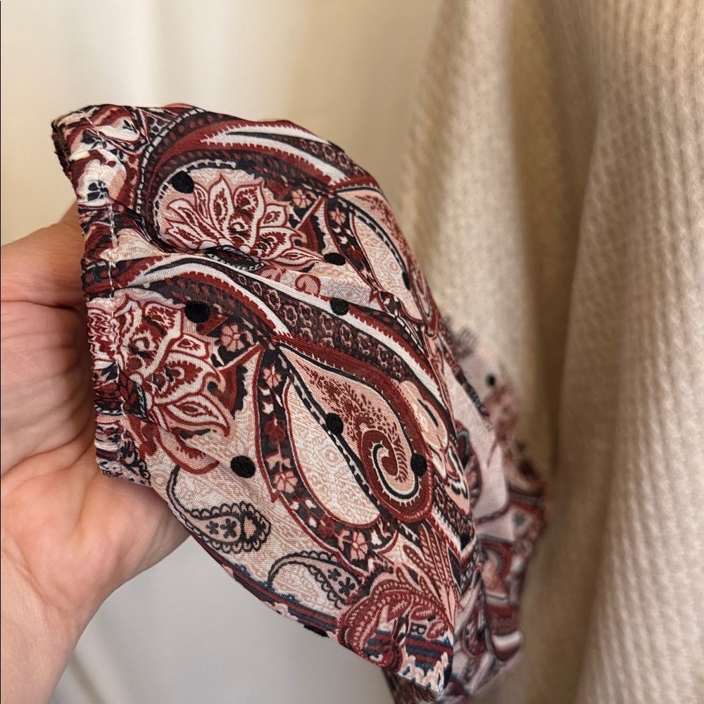 Gypsies & Moondust Boho Paisley Sleeve Waffle Knit Top Large Oversized - Picture 6 of 11